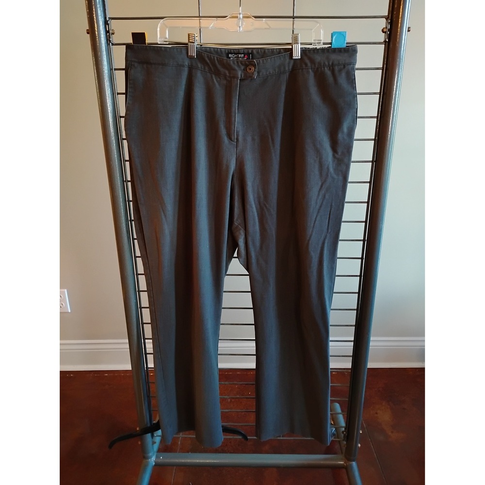 RightFit by Catherines Gray Stretch Dress Pants Plus Size 18W Average Office